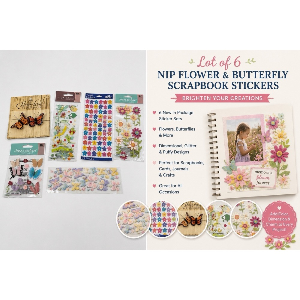 Scrapbook Embellishment Sticker Lot Butterflies Flowers Bugs Jolee's Boutique